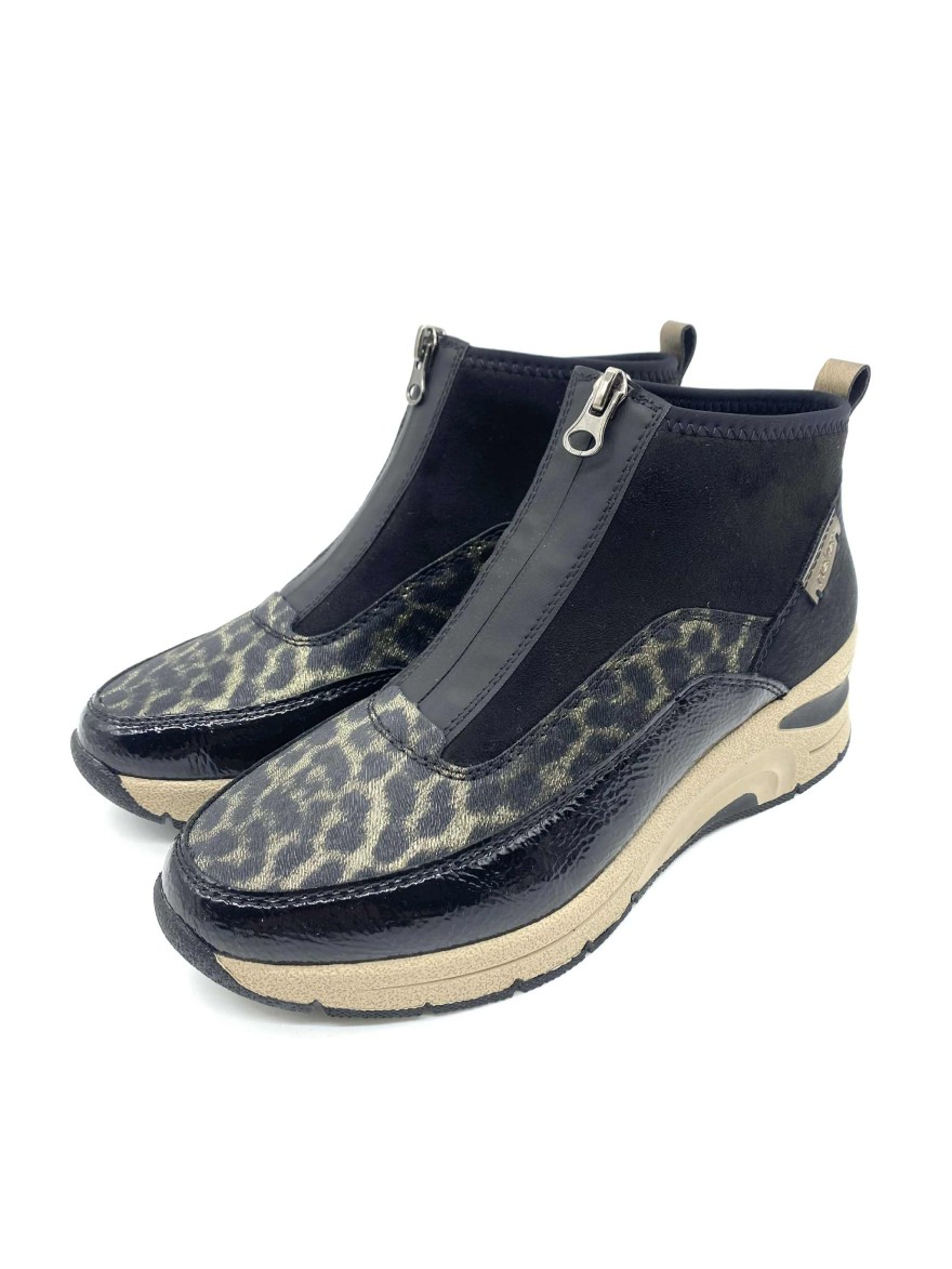 Basket Montante Zip Rieker N9362-00 | Confort Antistress & Style Léopard