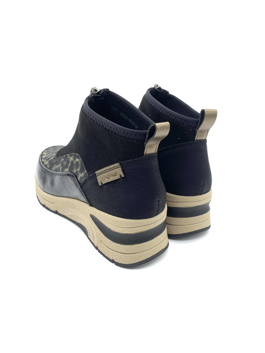 Basket Montante Zip Rieker N9362-00 | Confort Antistress & Style Léopard