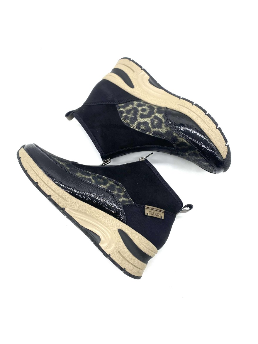 Basket Montante Zip Rieker N9362-00 | Confort Antistress & Style Léopard