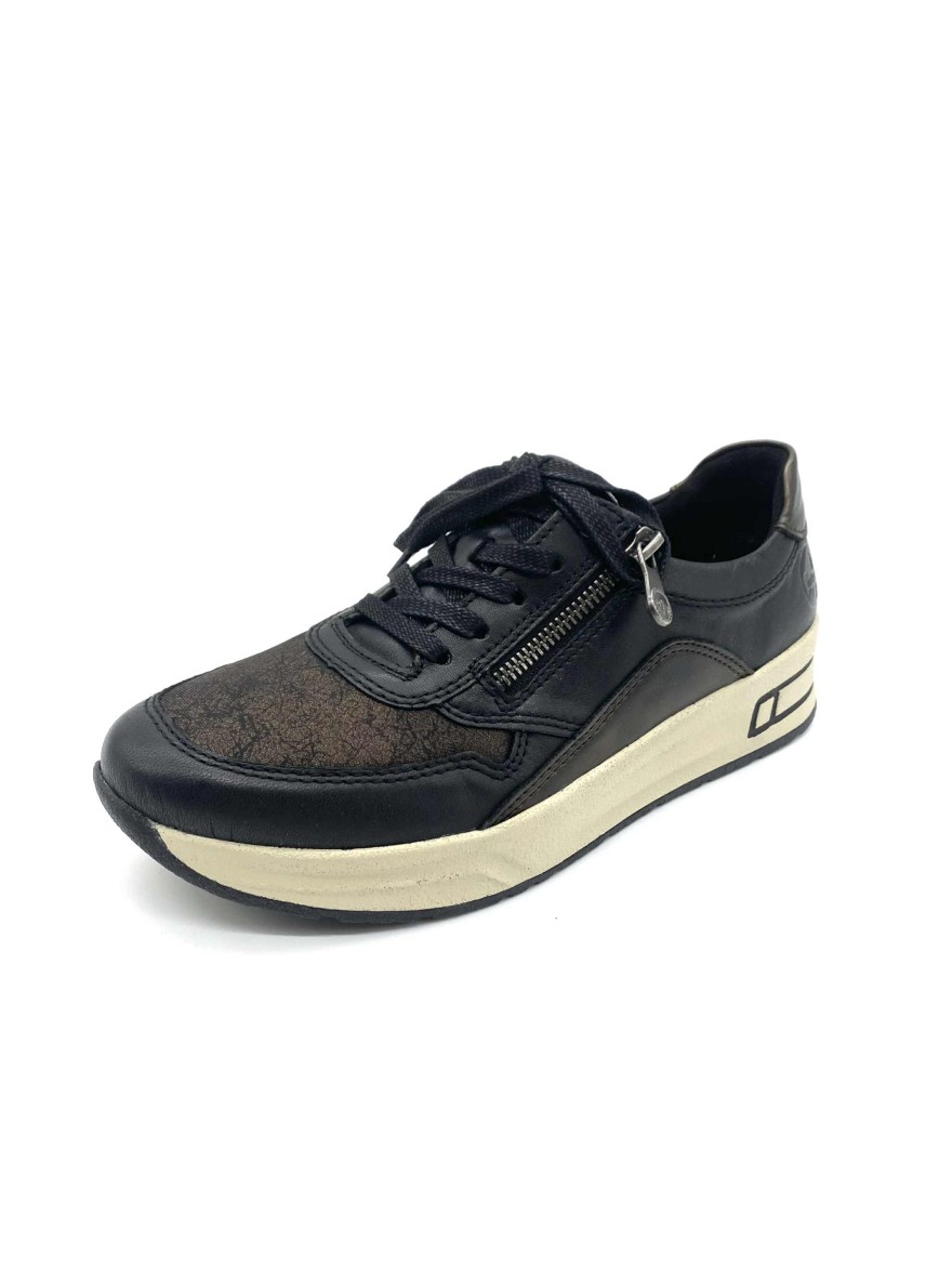 Basket Rieker N8114-00 | Noir & marron | Confort Antistress Extra Wide