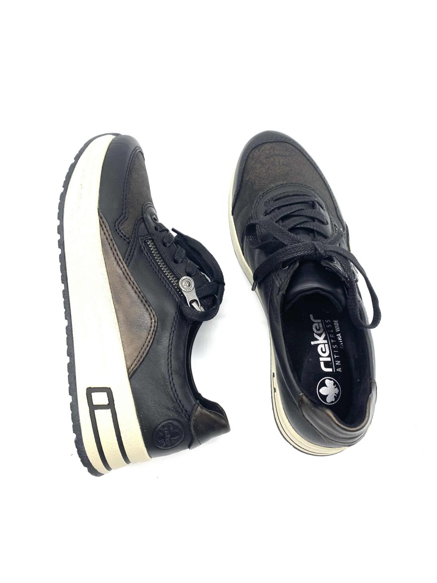 Basket Rieker N8114-00 | Noir & marron | Confort Antistress Extra Wide