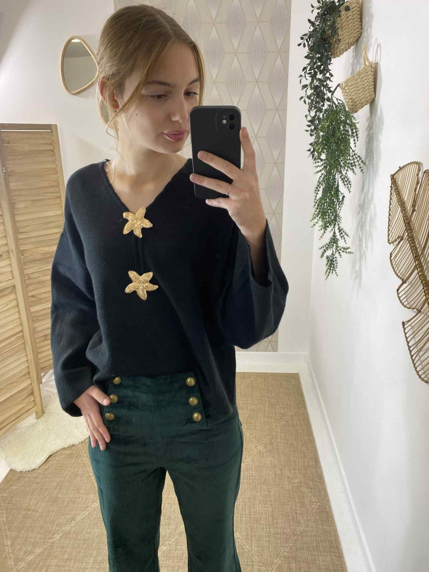Pull Col Boutonné Camaïeu Noir - Taille 38/40 - Neuf Sans étiquettes