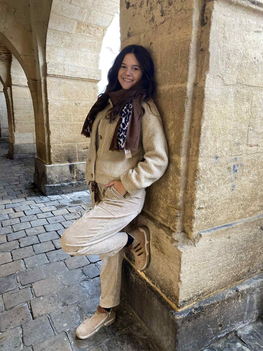 Pantalon Velours Ceinture Léopard beige| Marina & Paloma