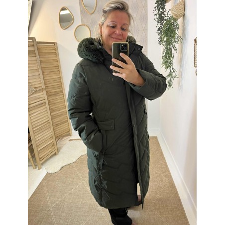 Doudoune longue grande taille kaki - Saturne | Marina & Paloma