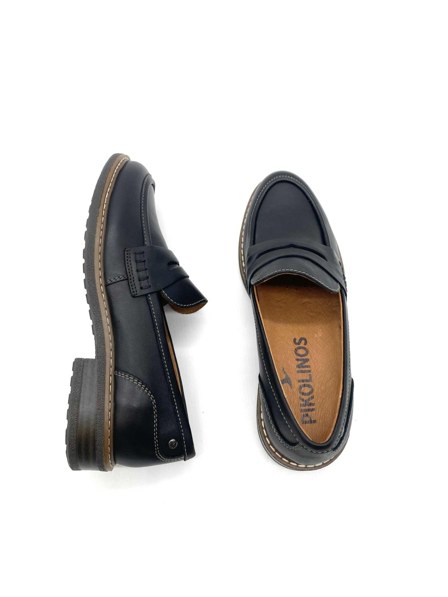 Mocassin Pikolinos Adaya Noir | Chaussures femme cuir confort chic