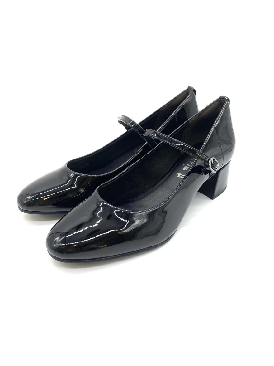 Escarpin Tamaris à Bride 22312 Noir Verni | Marina & Paloma