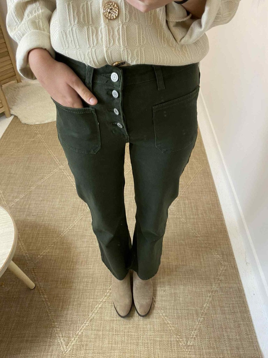 Jean flare vert kaki Nina Carter | Marina & Paloma