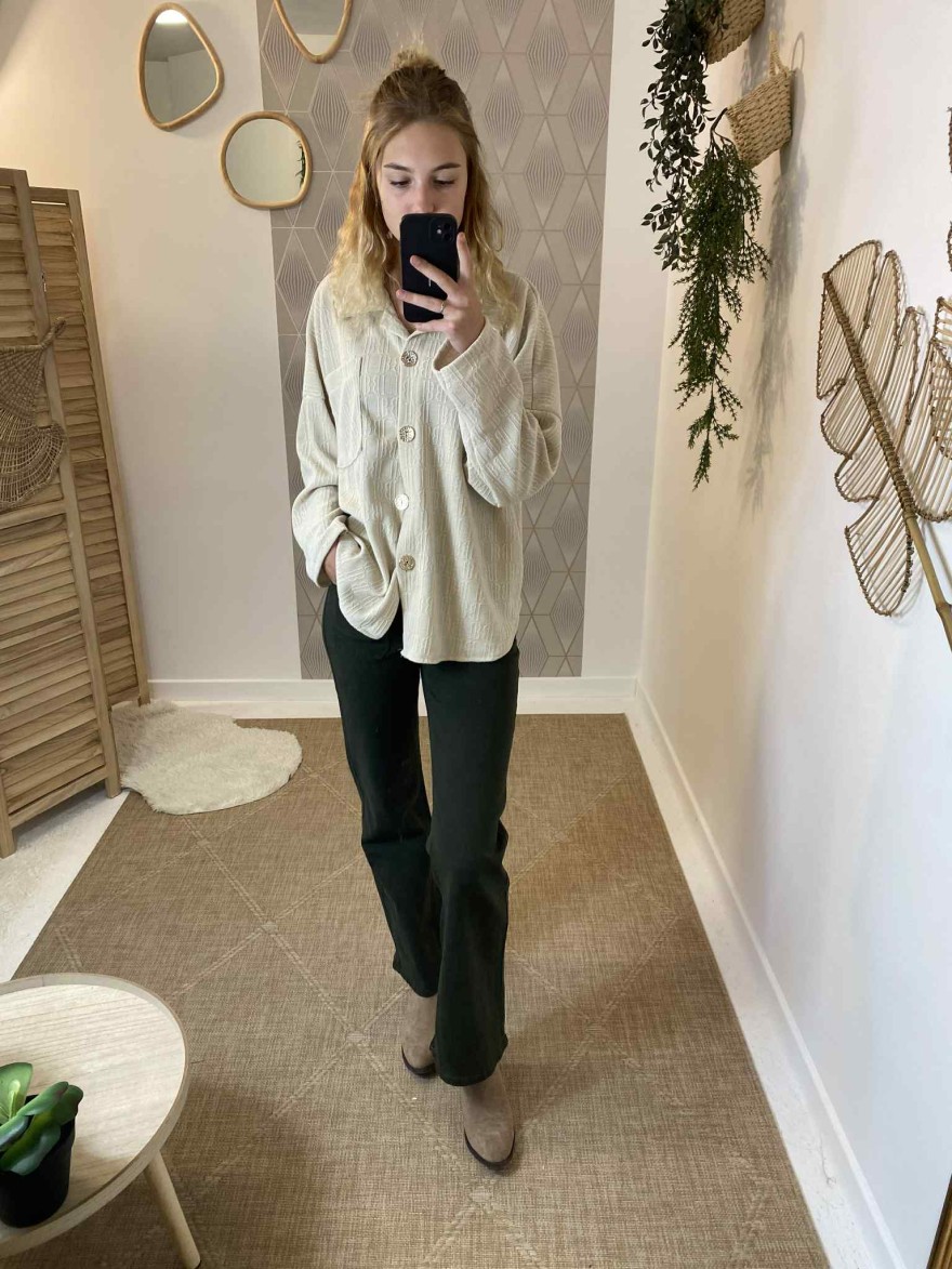 Jean flare vert kaki Nina Carter | Marina & Paloma