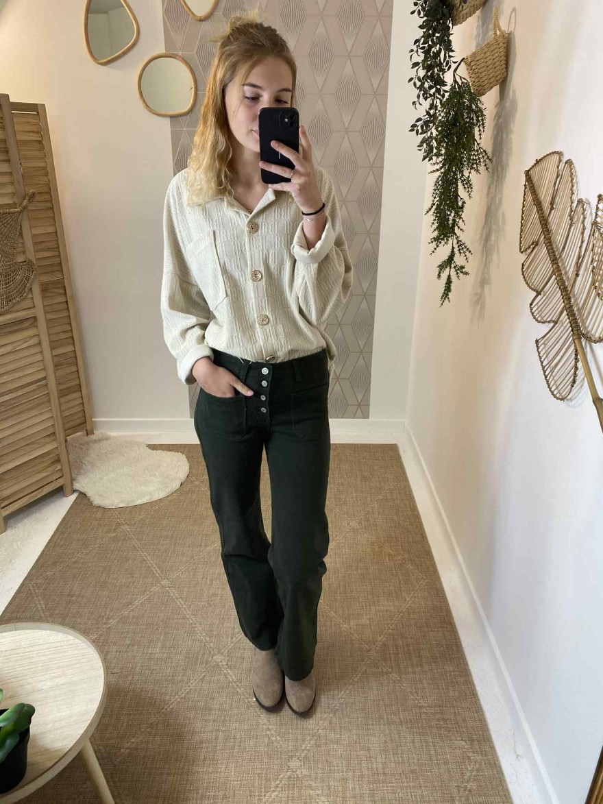 Jean flare vert kaki Nina Carter | Marina & Paloma