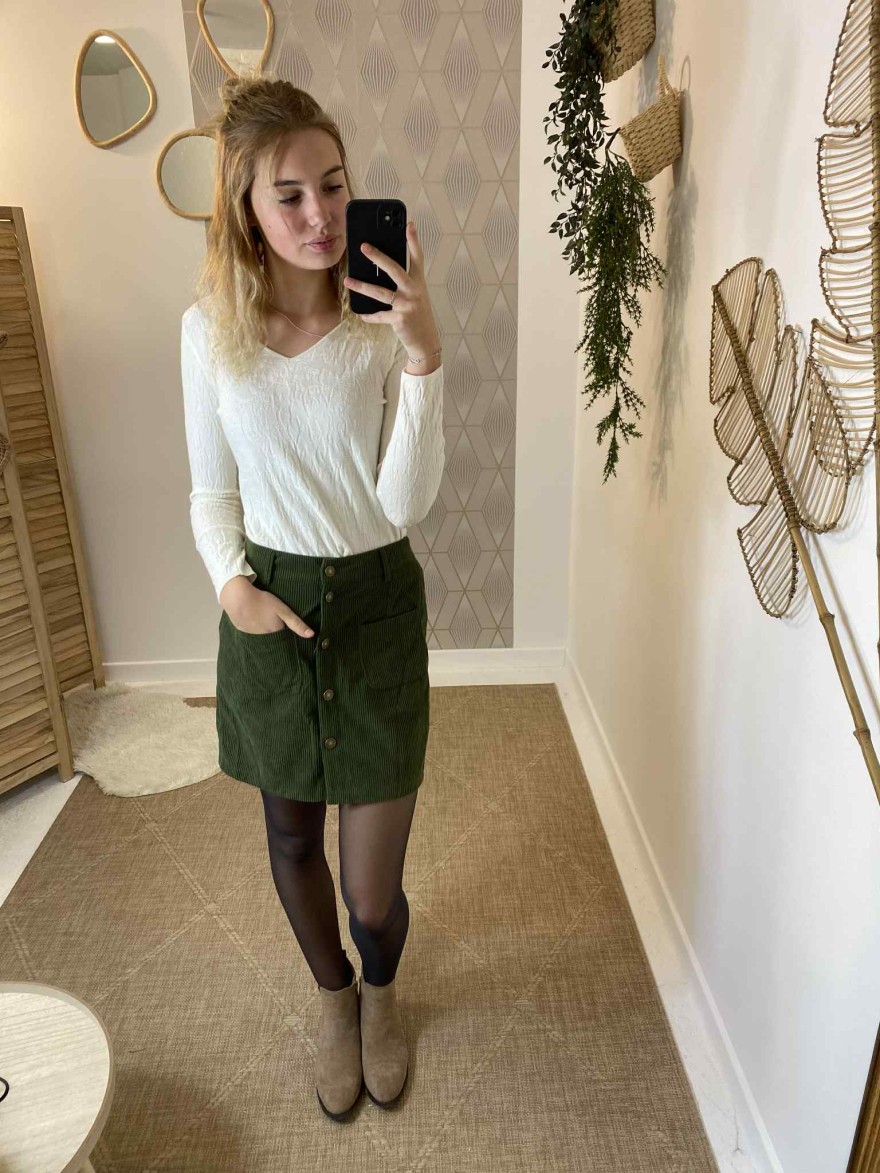 Sous pull beige col V So Sweat | Marina & Paloma