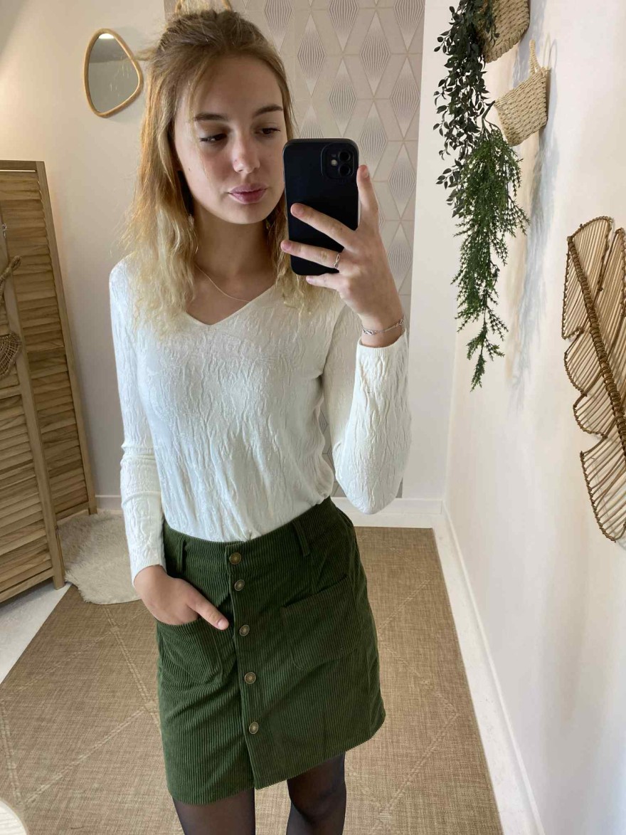 Sous pull beige col V So Sweat | Marina & Paloma