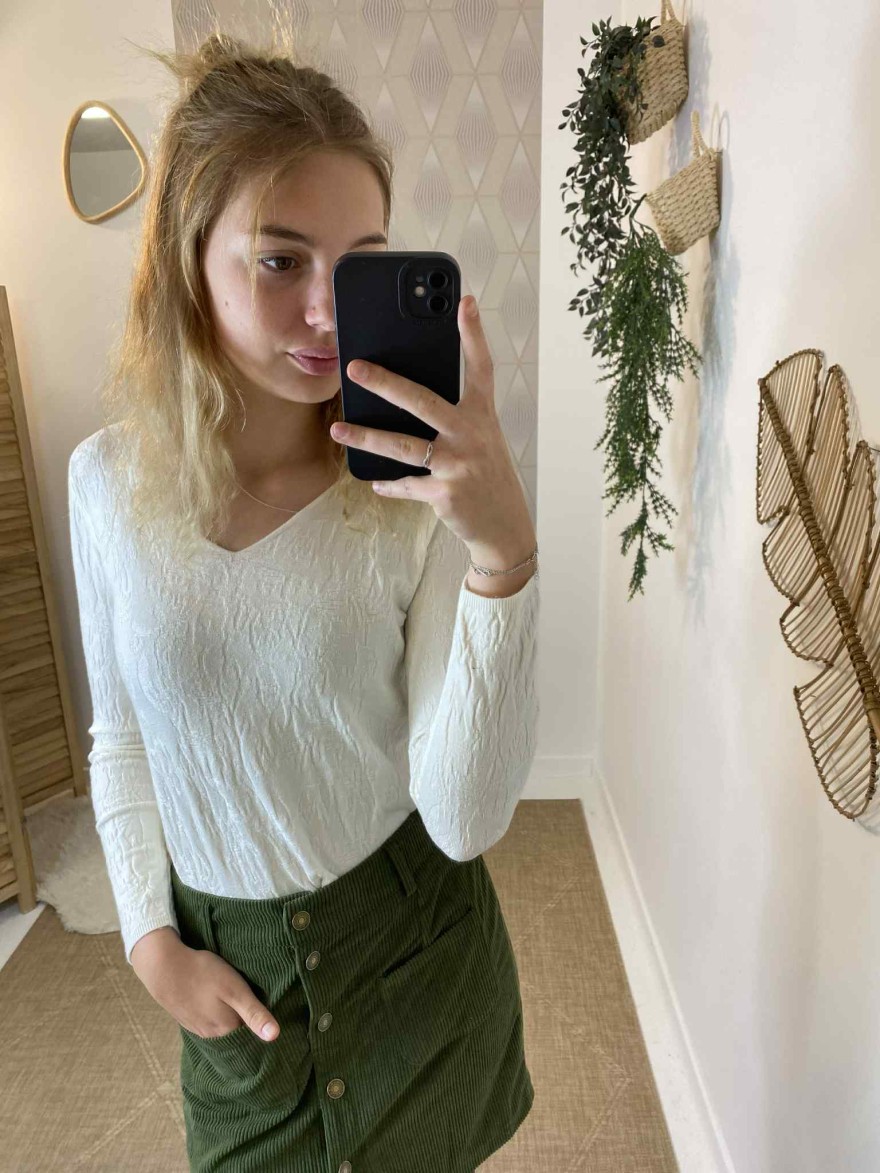 Sous pull beige col V So Sweat | Marina & Paloma