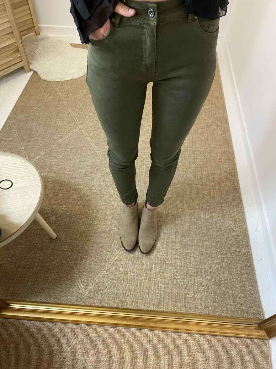 Jean slim kaki taille haute Norfy | Marina & Paloma