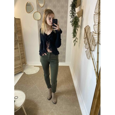 Gilet noir à froufrou en crêpe Kilky | Marina & Paloma