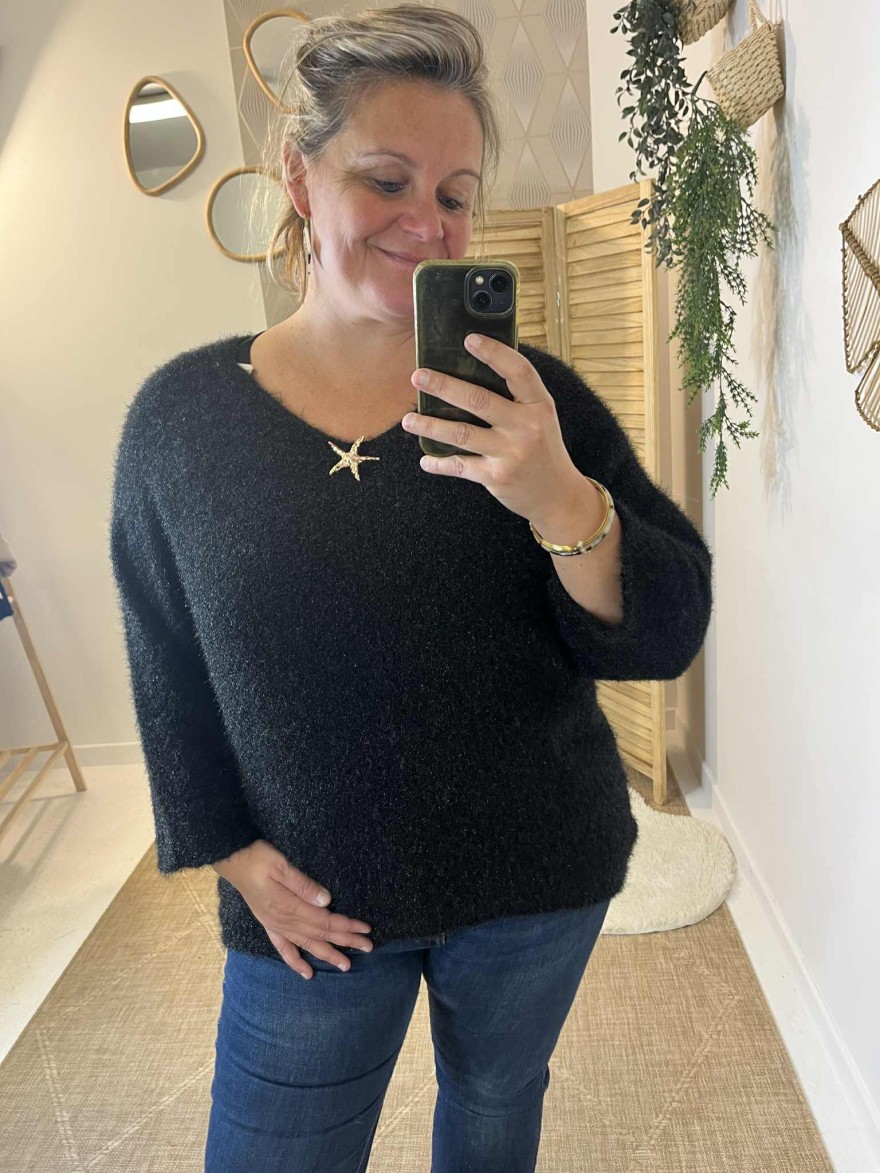 Pull maille noir grande taille E&F | Marina & Paloma