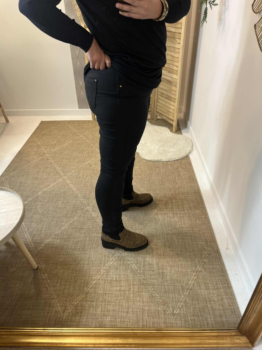Pantalon grande taille noir Christy stretch taille haute | Marina & Paloma