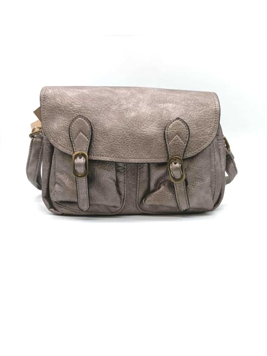 Sac besace double poche taupe Mandoline | Marina & Paloma