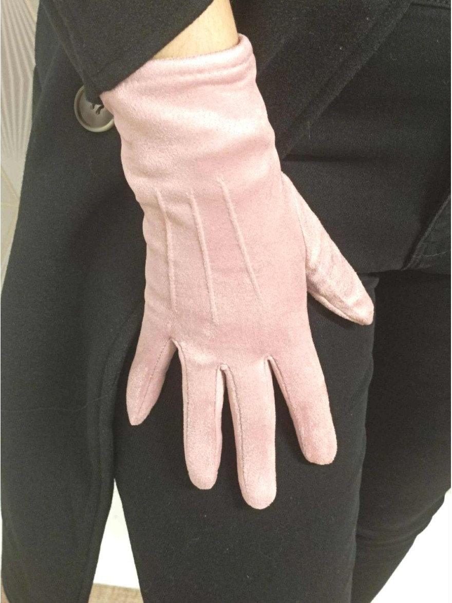 Gants Suédine Unis Rose Poudré | Marina & Paloma