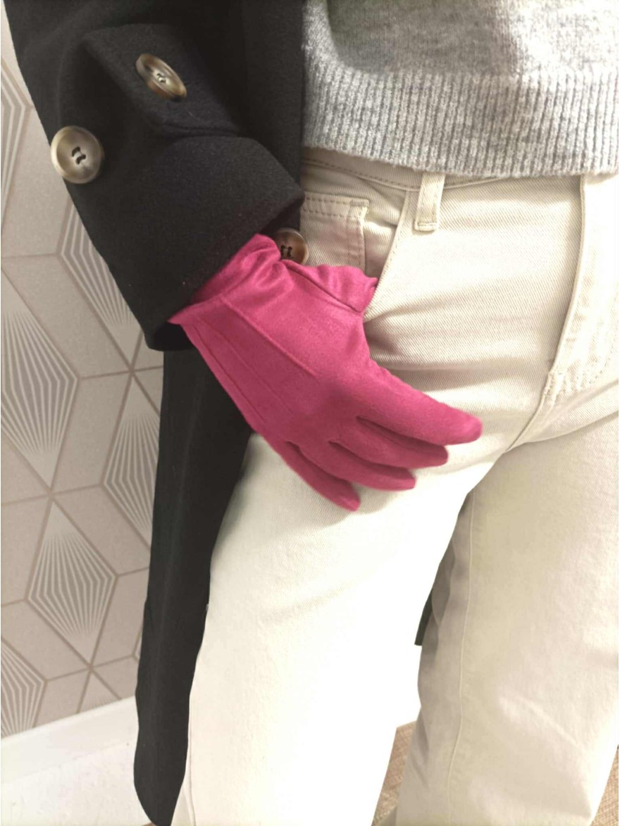 Gants Suédine Unis rose fuchsia | Marina & Paloma