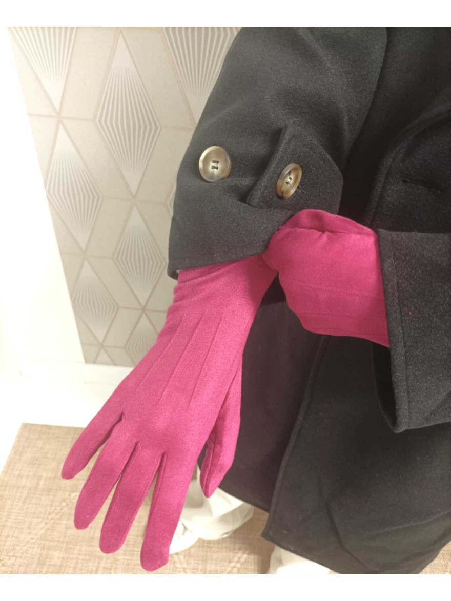Gants Suédine Unis rose fuchsia | Marina & Paloma