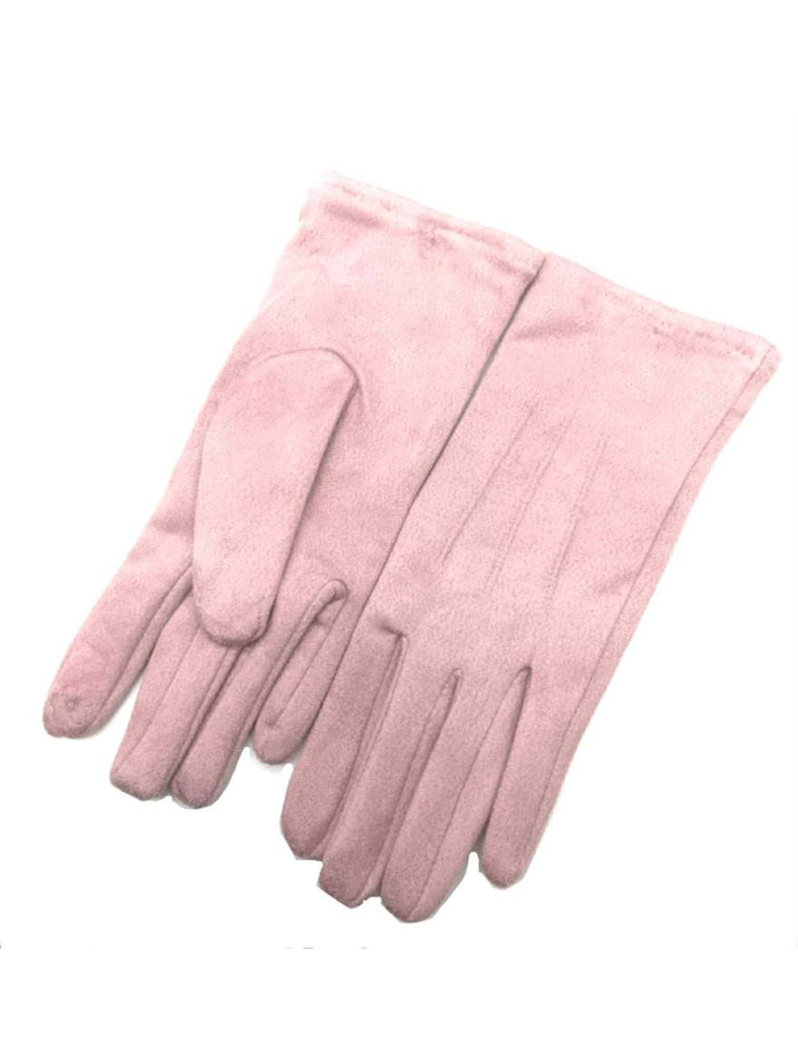 Gants Suédine Unis Rose Poudré | Marina & Paloma