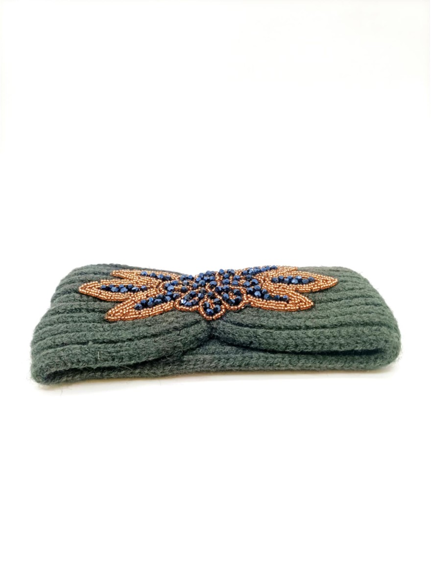 Bandeau Hiver vert foncé tricoté | Marina & Paloma