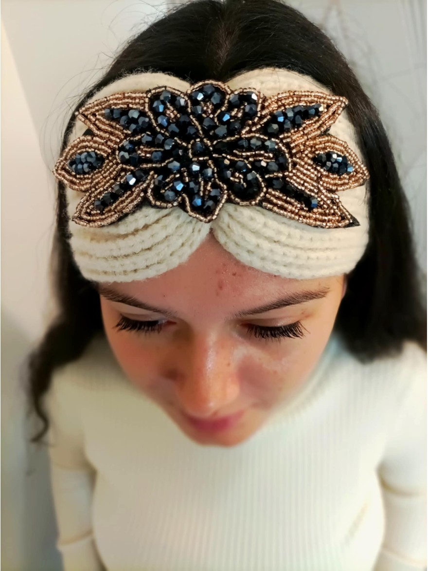 Bandeau Hiver beige crème tricoté | Marina & Paloma