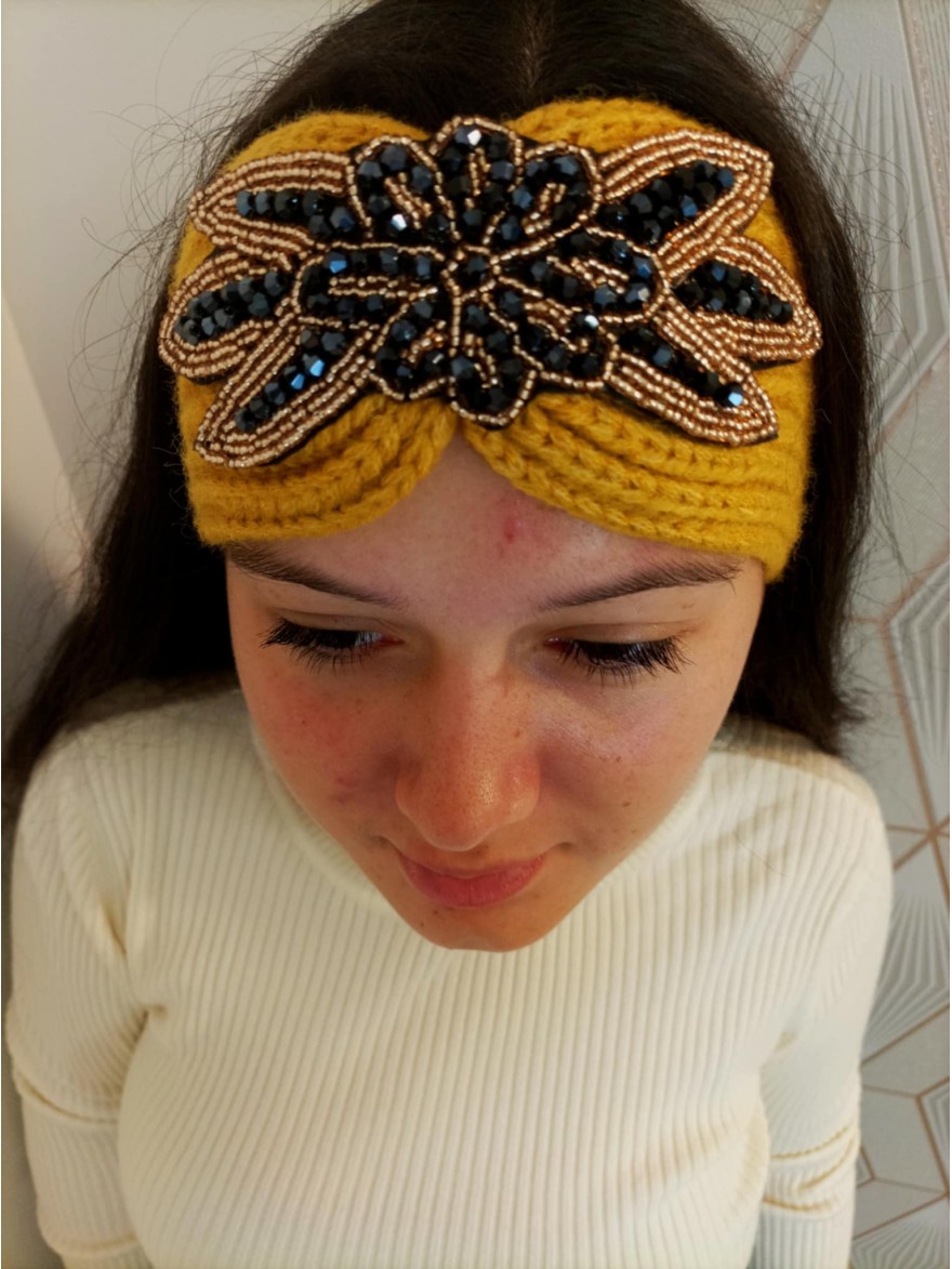 Bandeau Hiver Jaune Moutarde Élégant | Marina & Paloma
