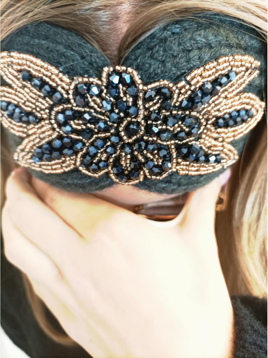 Bandeau Hiver Gris à Perles | Marina & Paloma