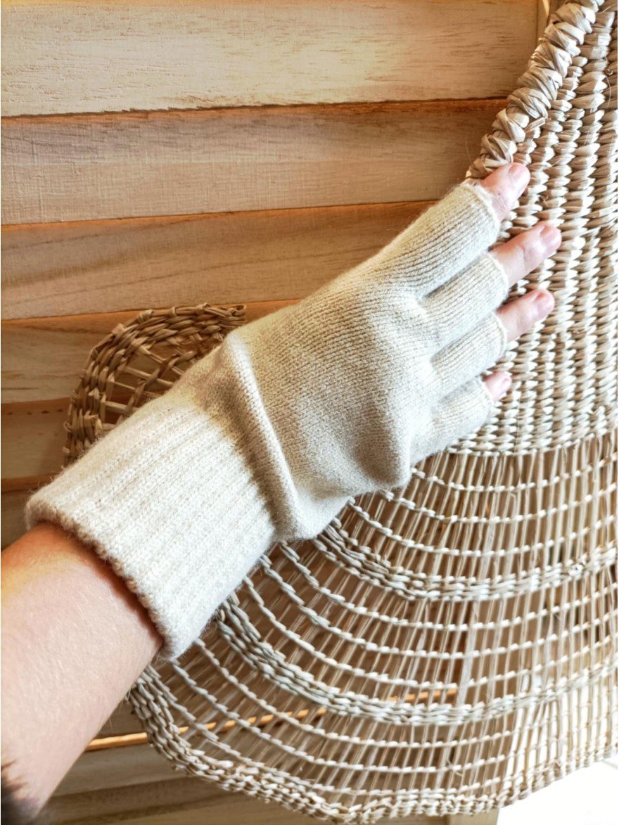 Mitaine en Maille Beige Clair | Marina & Paloma