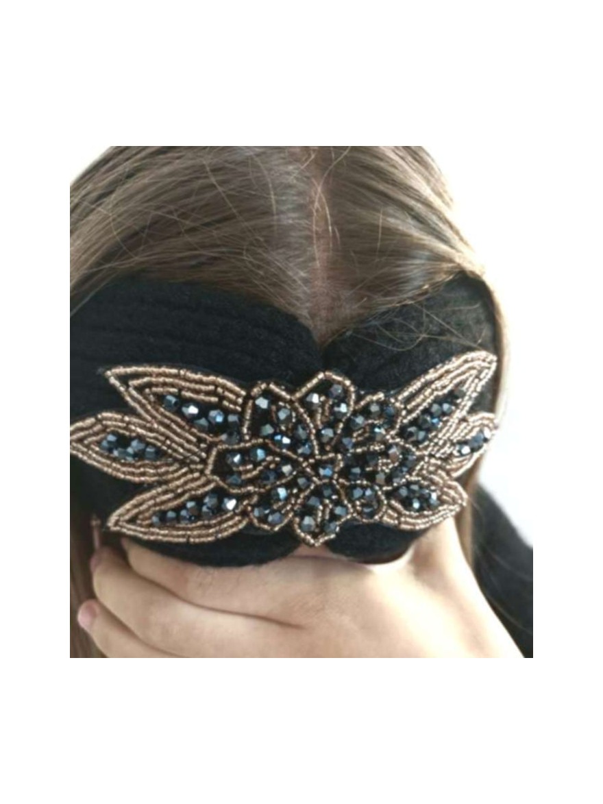 Bandeau Hiver Noir à Perles | Marina & Paloma