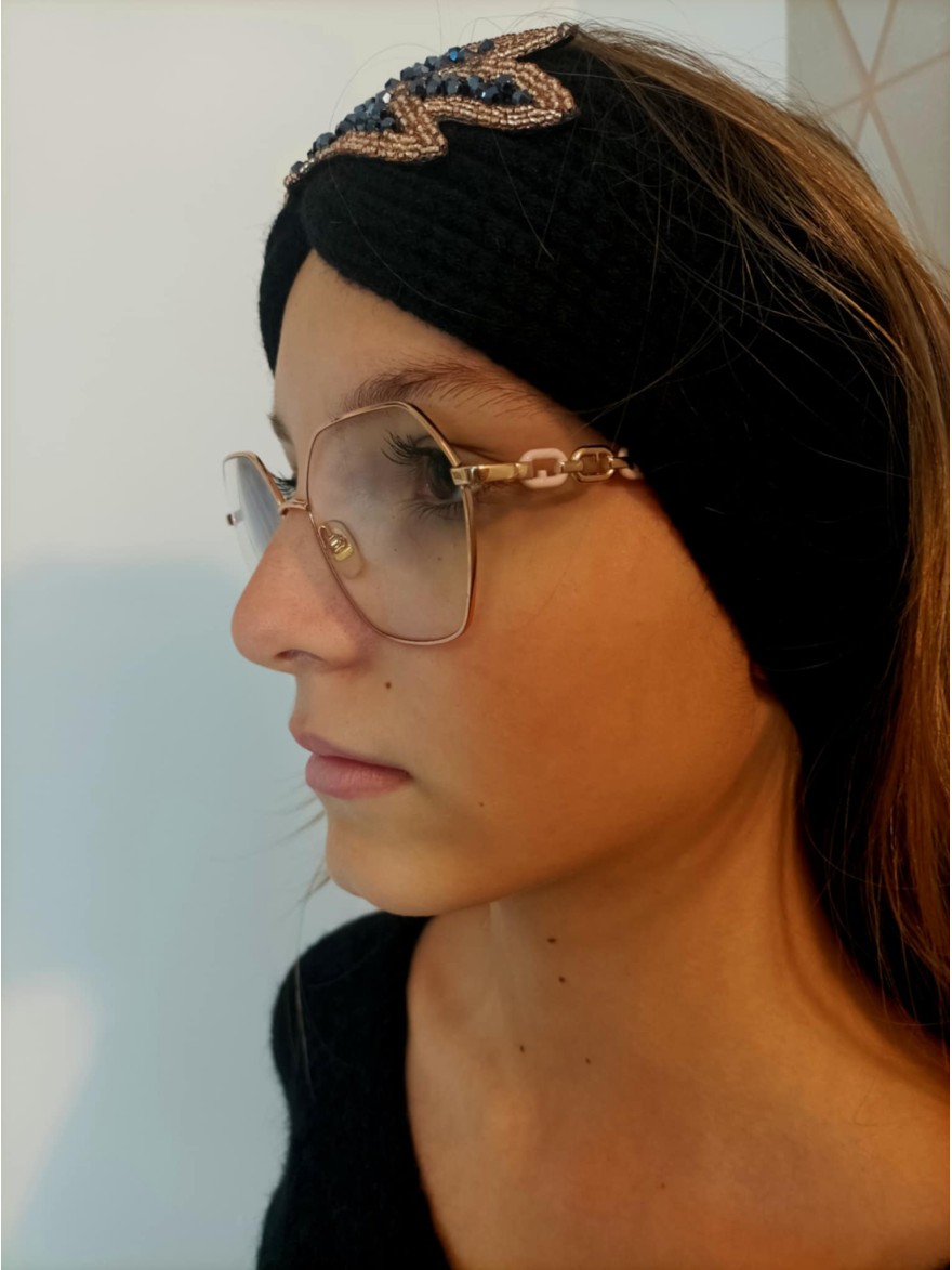 Bandeau Hiver Noir à Perles | Marina & Paloma