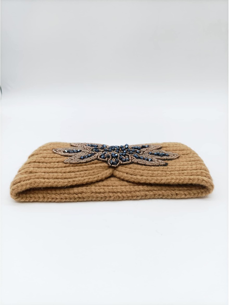 Bandeau Hiver Camel Brodé | Marina & Paloma