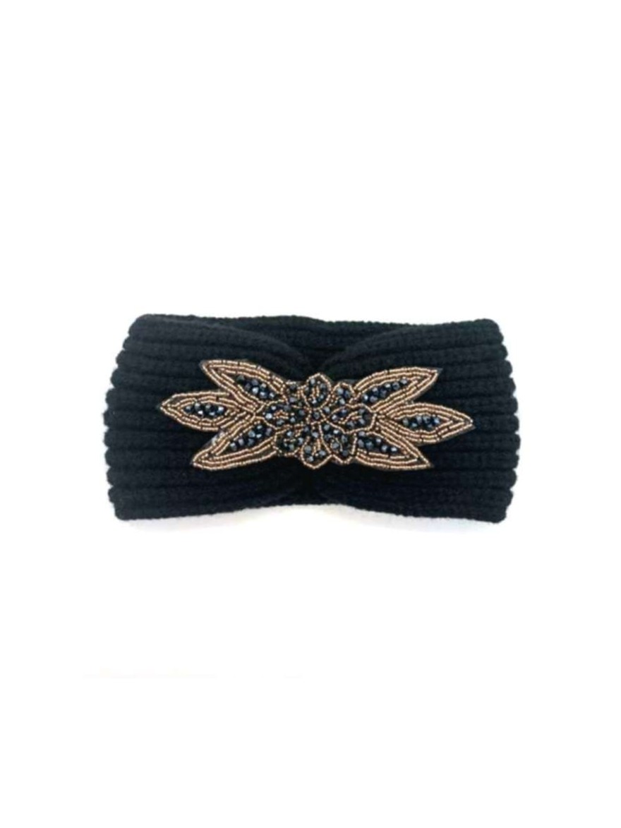 Bandeau Hiver Noir à Perles | Marina & Paloma