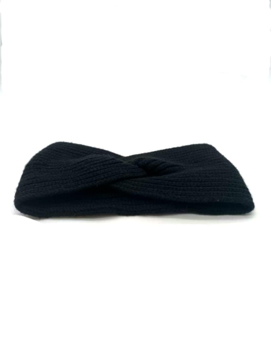 Bandeau Hiver en maille noire torsadée | Marina & Paloma