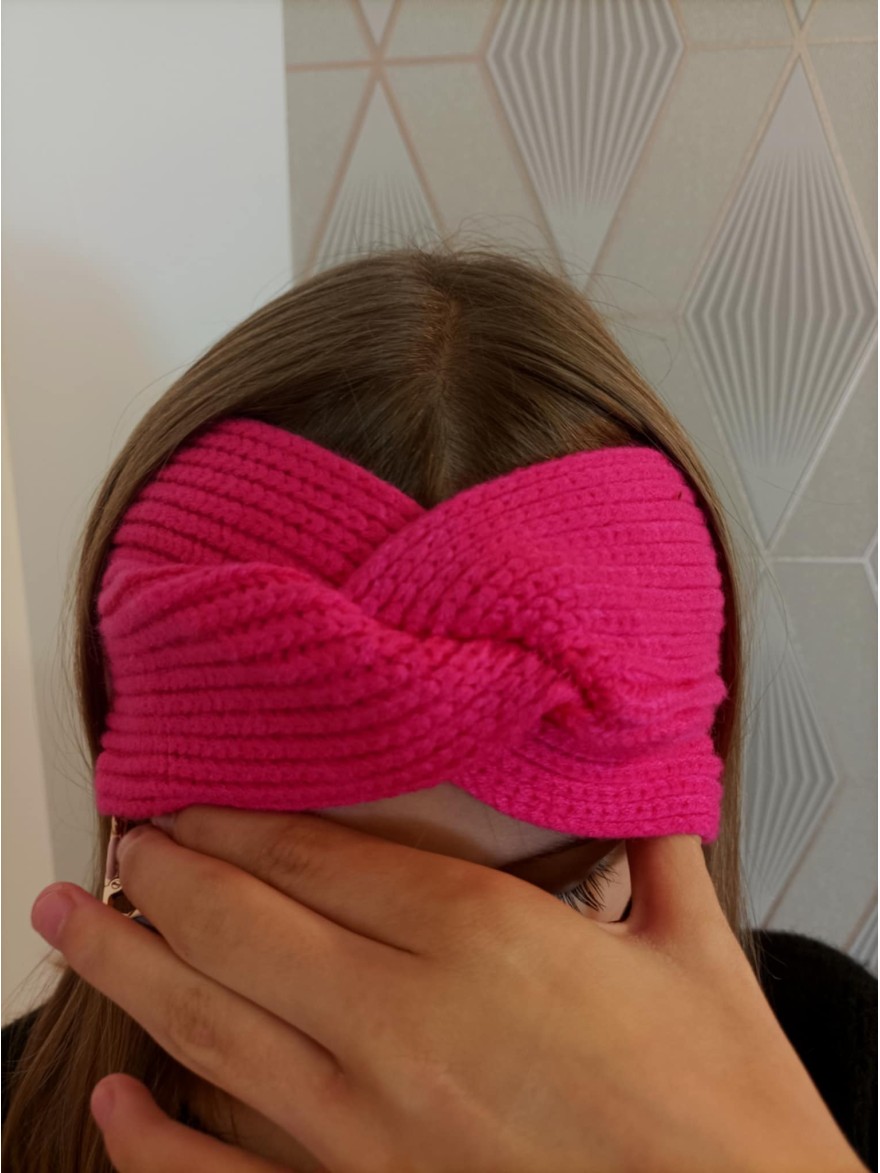Bandeau Hiver rose fuchsia torsadé | Marina & Paloma