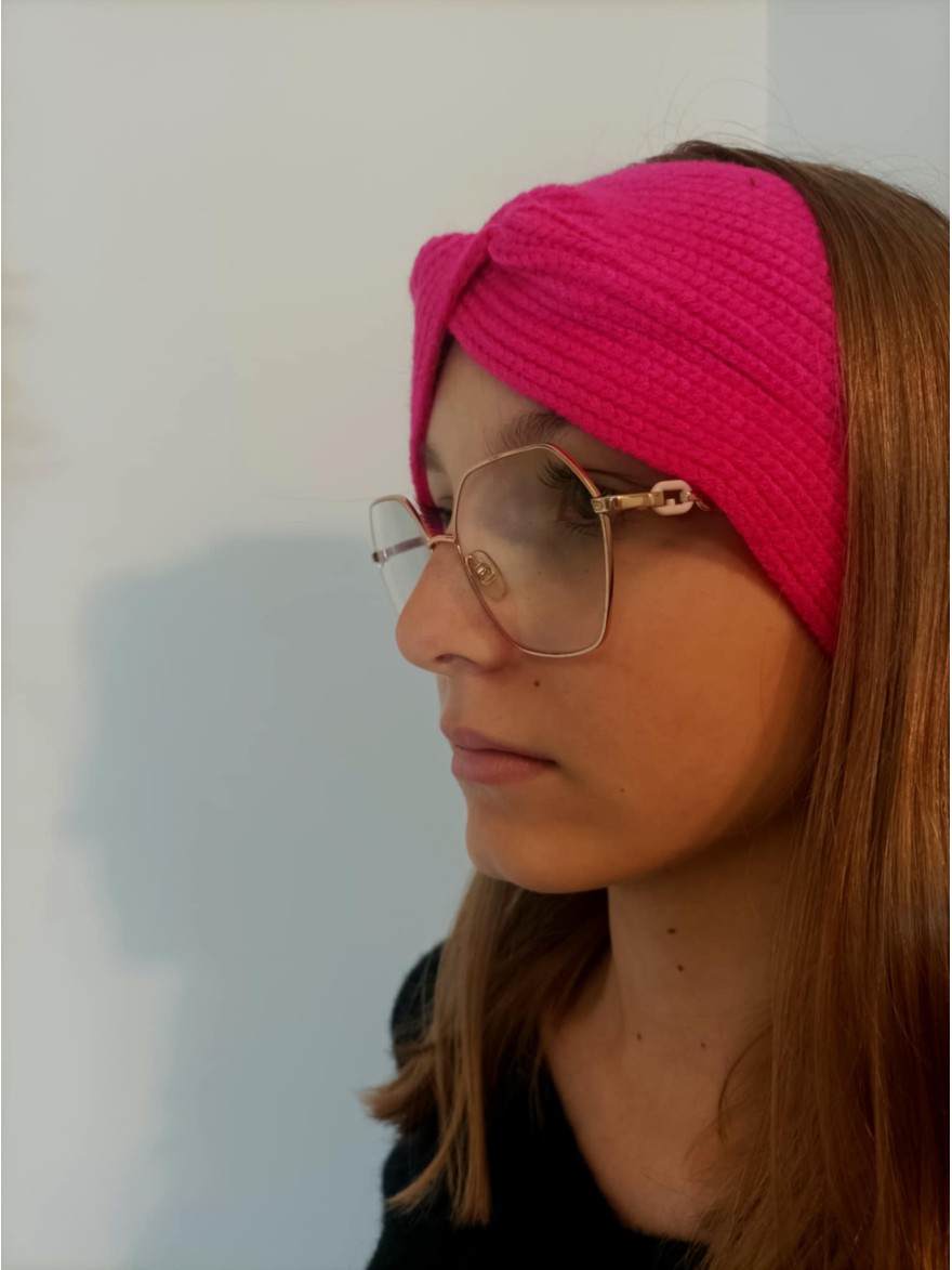 Bandeau Hiver rose fuchsia torsadé | Marina & Paloma
