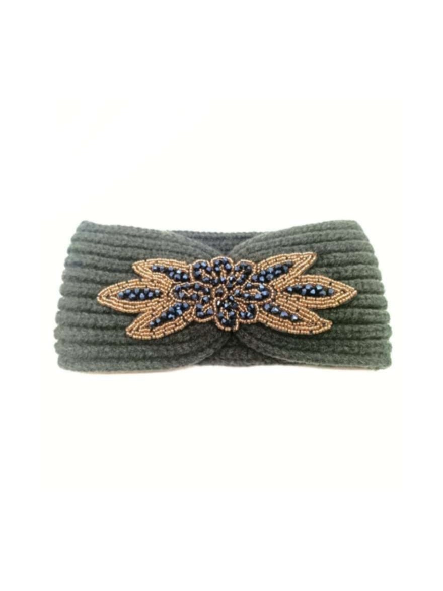 Bandeau Hiver vert foncé tricoté | Marina & Paloma