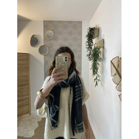 Foulard hiver keffieh noir et blanc Made in Italy | Marina & Paloma