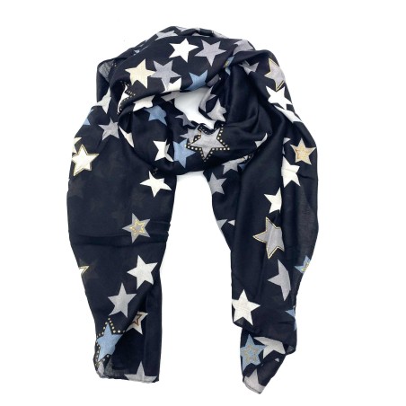 Foulard Étoile à Détail Doré Noir et Doré | Marina & Paloma