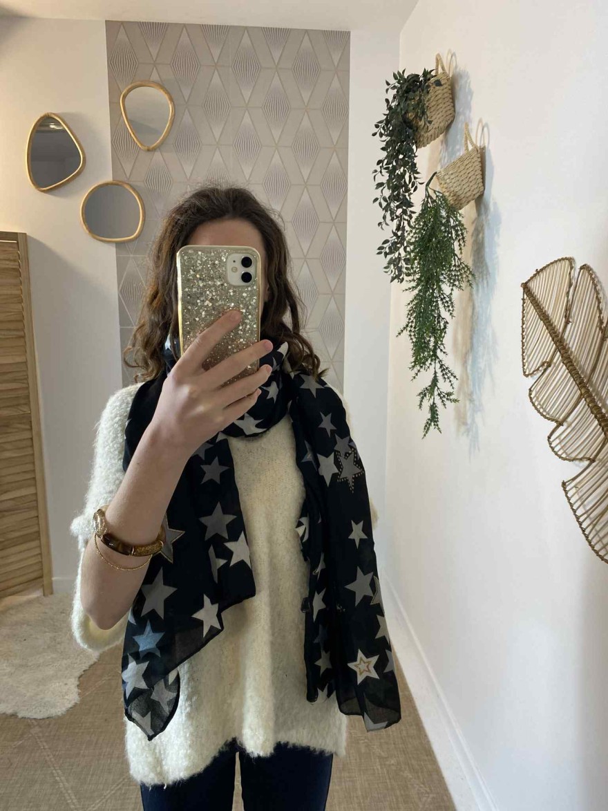 Foulard Étoile à Détail Doré Noir et Doré | Marina & Paloma