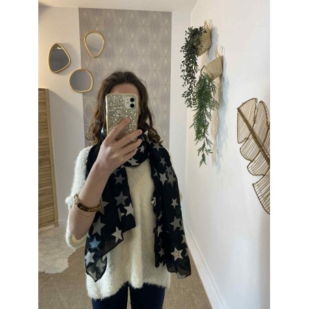 Foulard Étoile à Détail Doré Noir et Doré | Marina & Paloma