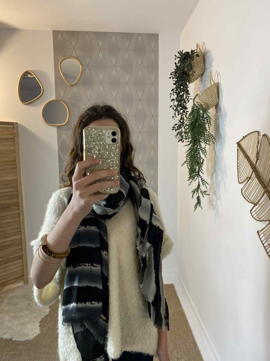 Foulard Hiver à Motif Dégradé Noir et Gris | Marina & Paloma