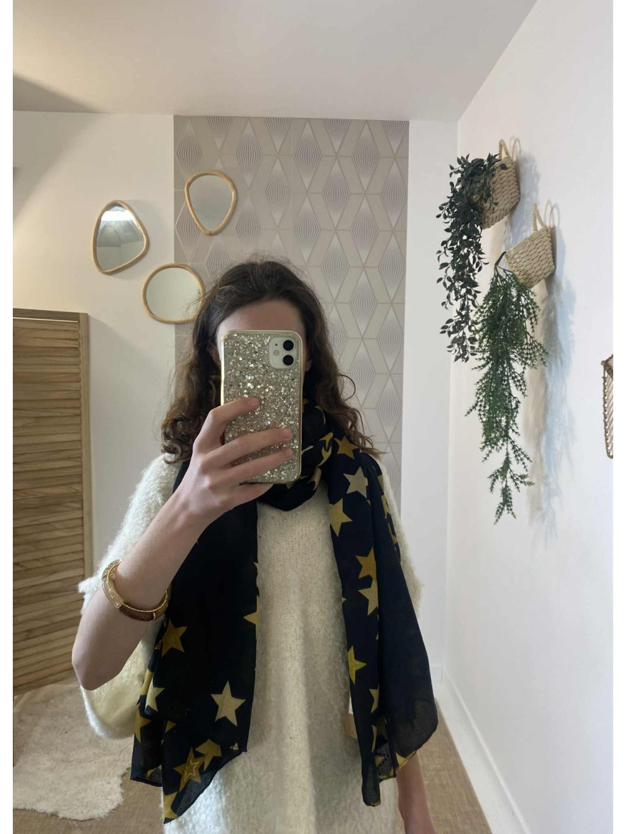 Foulard étoile à détail doré noir | Marina & Paloma