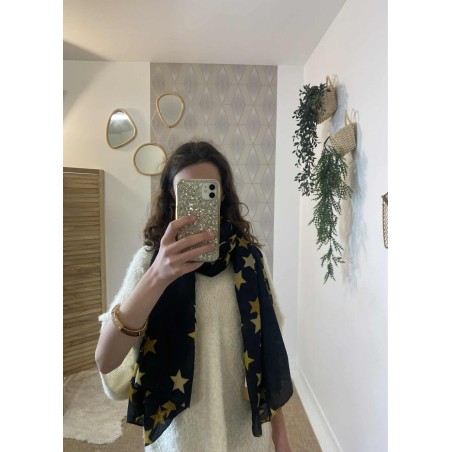 Foulard étoile à détail doré noir | Marina & Paloma