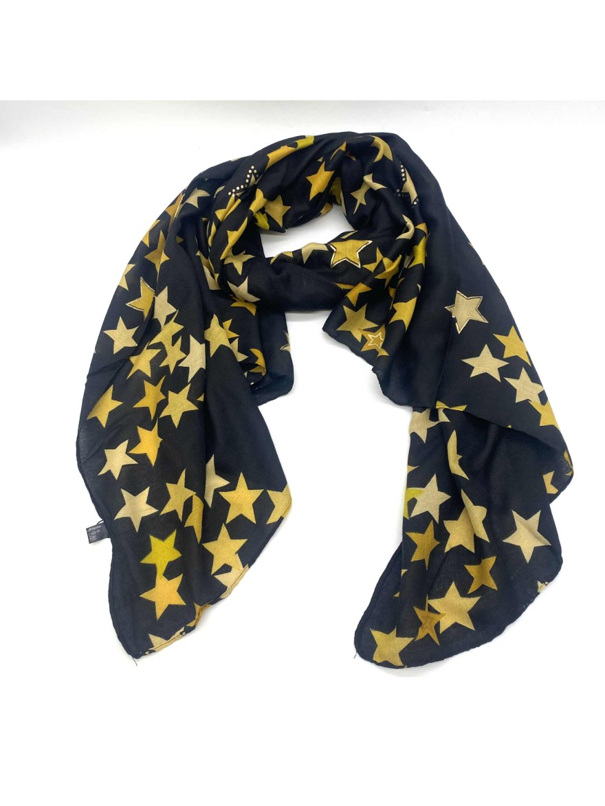 Foulard étoile à détail doré noir | Marina & Paloma