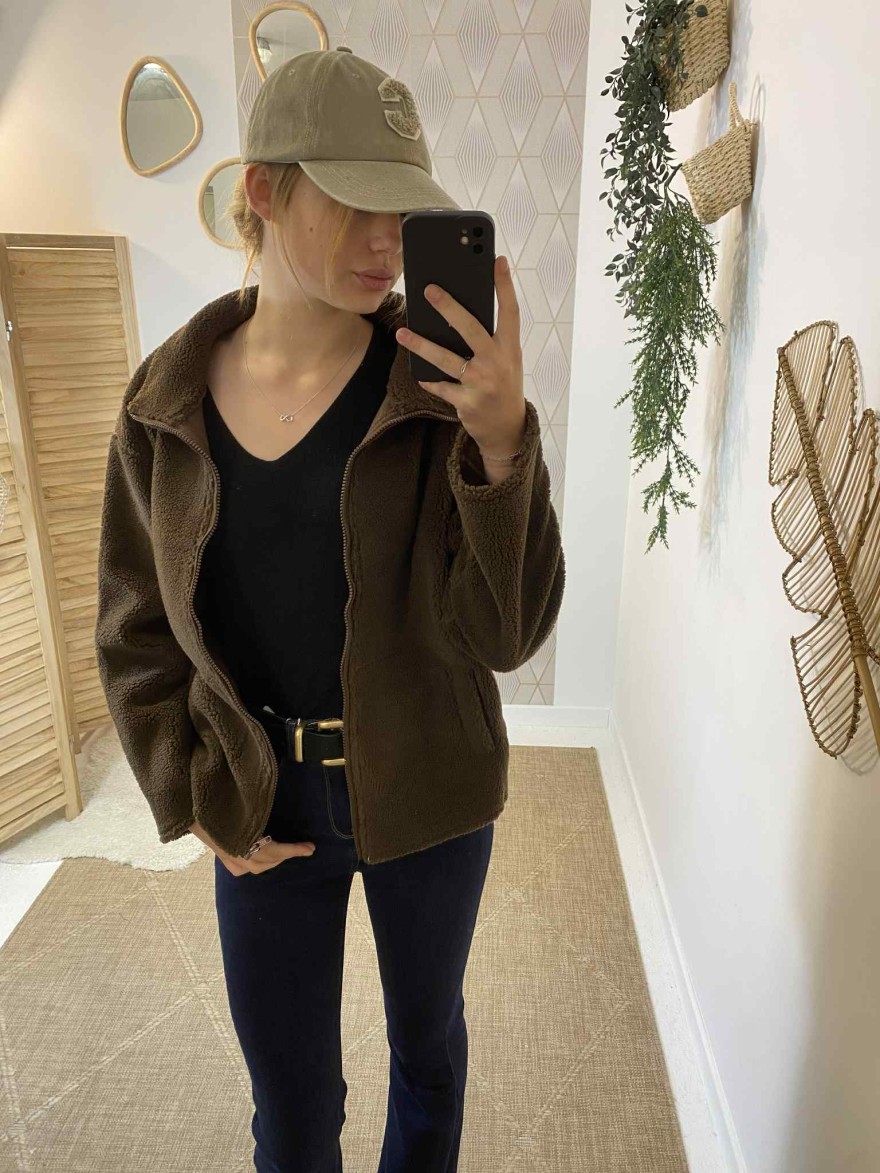 Veste moumoute marron AP2671-29 | Marina & Paloma