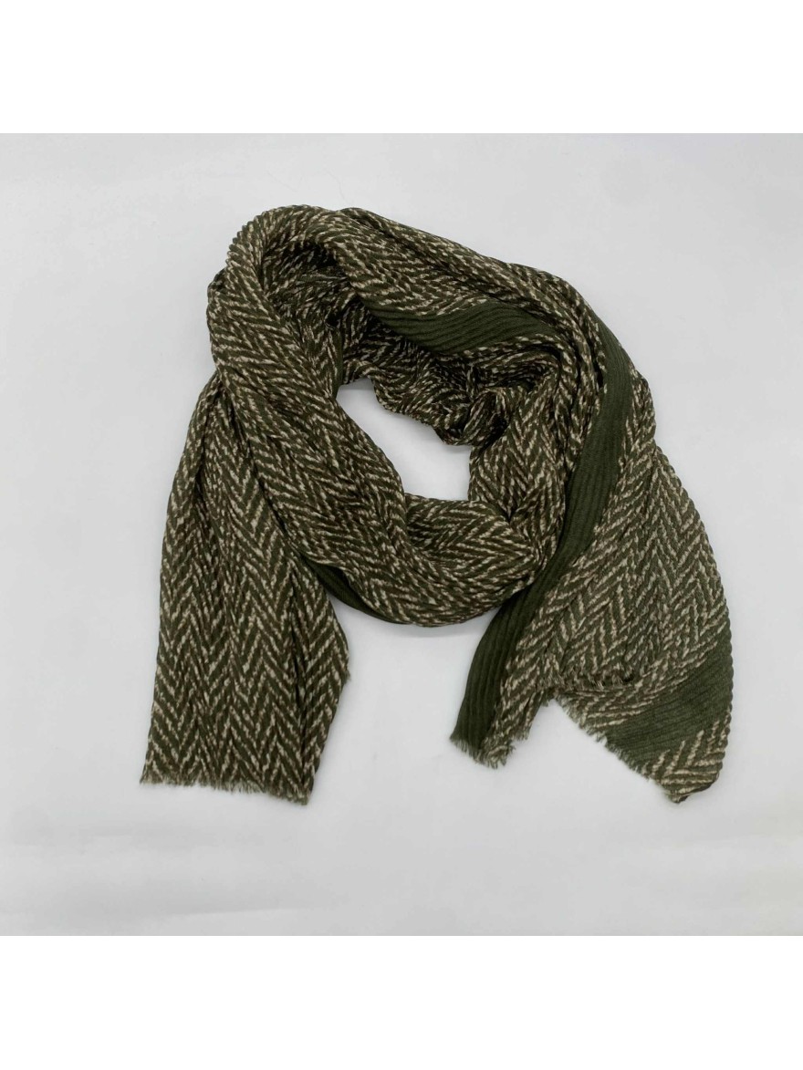 Foulard vert motif chevrons tissé | Marina & Paloma