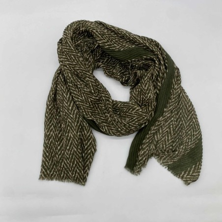 Foulard vert motif chevrons tissé | Marina & Paloma