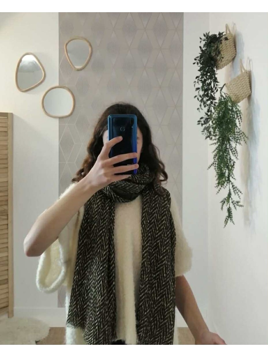 Foulard vert motif chevrons tissé | Marina & Paloma